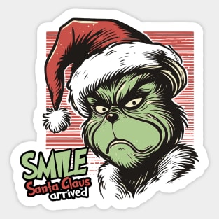 Print design christmas of the grinch, grinchmas collecction with santa hat Sticker